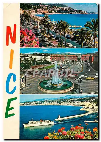Moderne Karte Nice Cote d'Azur Souvenir de Nice