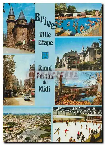 Moderne Karte Brive (Correze) Chateau de Castel Novel La Rue Touizac vue generale