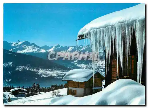 Cartes postales moderne Crans Montana (alt 1500 2600 m) Les Pians Mayens et les Alpes