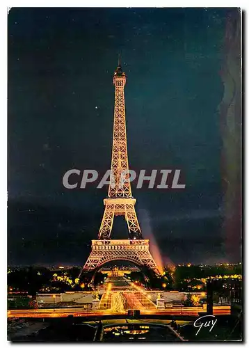 Moderne Karte Paris et ses Merveilles La Tour Eiffel (1887 1889m) vue la nuit