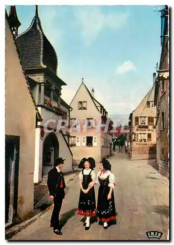 Moderne Karte L'Alsace Pittoresque Alsaciens a Mittelbergheim Folklore