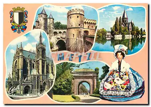 Cartes postales moderne Au pays Lorrain Metz (Moselle) La porte des Allemands La Moselle et le temple protestant la catn