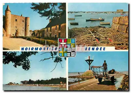 Cartes postales moderne Ile de Noirmoutier le chateau XIe s le port de l'Herbaudiere la plage des Dames le passage du Go