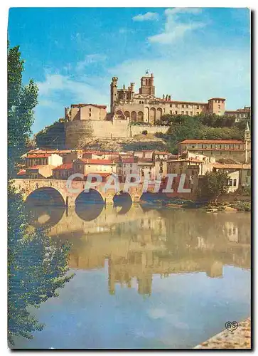 Moderne Karte Beziers (Herault) La Cathedrale St Nazaire dominant le Pont sur L'Orb