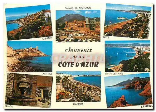 Cartes postales moderne Souvenir de la Cote d'Azur Menton Monaco Vence Nice Juan Les Pins Antibes L'Esterel