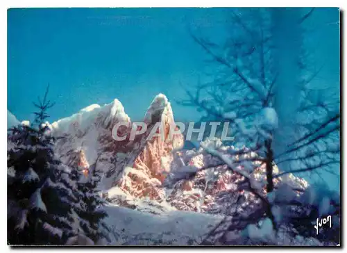 Moderne Karte  Couleurs et Lumiere de France Chamonix Mont Blanc (Haute Savoie) les Drus en Hiver