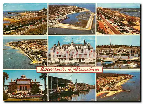 Cartes postales moderne Arcachon de gauche a droite le grand plage le port le Boulevard promenade