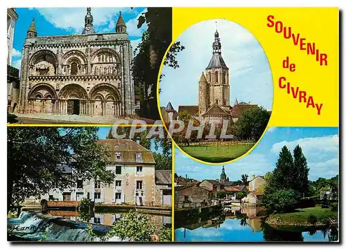 Cartes postales moderne Civray (Vienne) Eglise St Nicola Moulin Minot au bord de la charente
