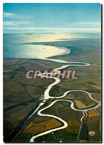 Moderne Karte L'Aiguillon sur Mer (Vendee) Les Meandres de la Sevre Niortaise au Pont du Broud au fond baie de