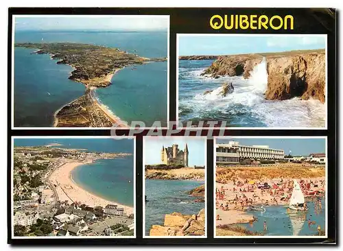 Moderne Karte Couleurs de Bretagne Quiberon La Cote Sauvage la Plage et le Chateau de Beg er lan