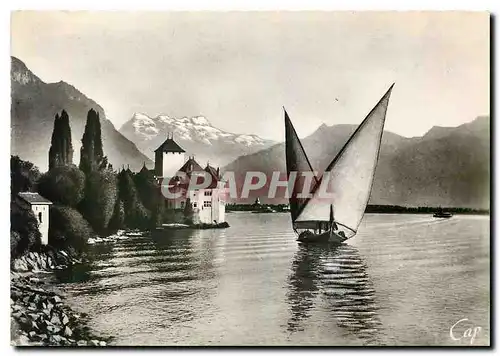 Cartes postales moderne Lac Leman Chateau de Chillon et la Dent du Midi Bateau