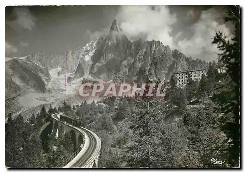 Moderne Karte Chamonix (Hte Savoie) La Mer de Glace (Alt 1913 m) le Viaduc l'Hotel du Montenvers et le Dru (al