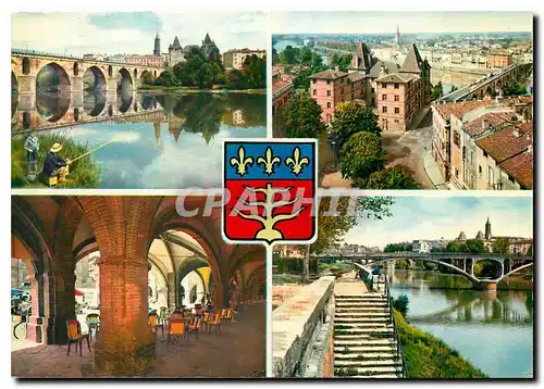 Moderne Karte Montauban (Tarn Garonne) Le Vieux Pont (14 es) Panorama sur le Tarn Les Arcades (17es) le Pont N