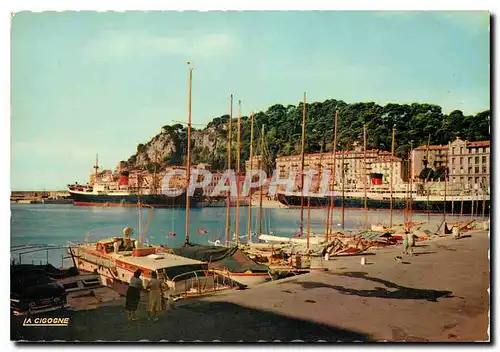 Moderne Karte Reflets de la Cote d'Azur Nice Le Port les Courriers pour la Corse et la colline du Ch�teau Bate