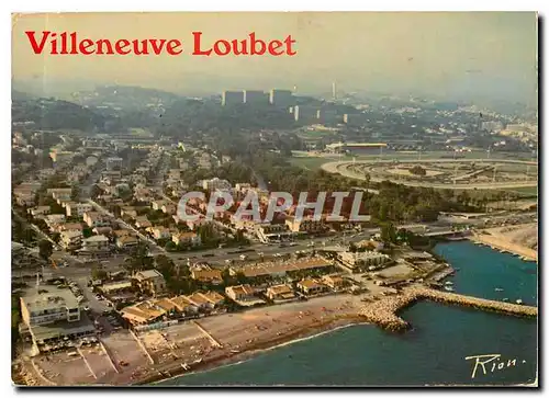 Moderne Karte La Cote d'Azur inoubliable Villeneuve Loubet Plage Les Bouches du Loup L'Hippodrome vue aerienne