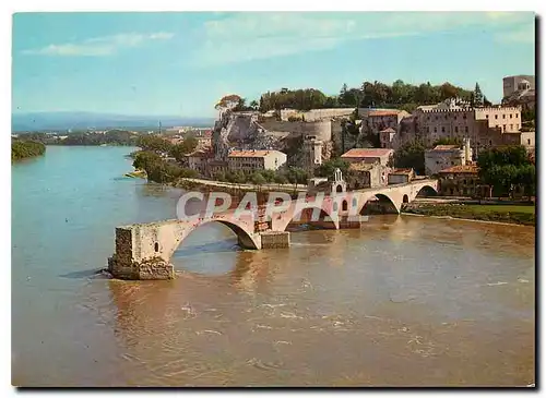 Moderne Karte Avignon (Vaucluse) Vue aerienne du Pont St Benezet et ou Petit Palais