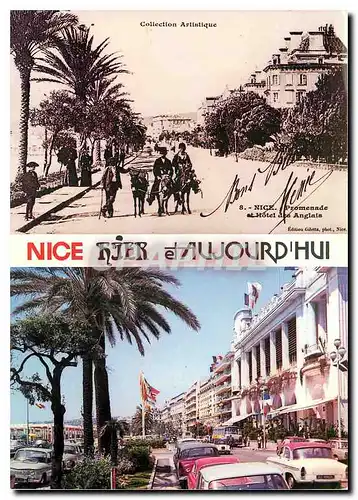 Moderne Karte Nice hier et Aujourd'hui en 1905 la Promenade moins encombree qu'aujourd'hui