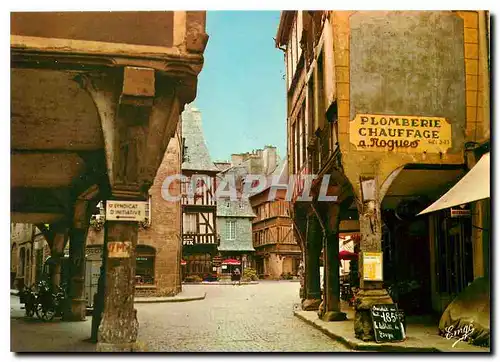 Cartes postales moderne Bretagne Cote d'Emeraude Dinan Cite mediavale la Place des Merciers Plomberie Chauffage  Nogues