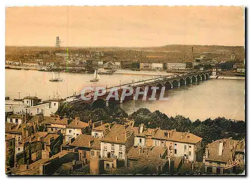 Moderne Karte Bordeaux vue generale et le Pont de Pierres