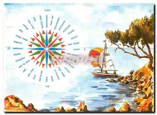 Moderne Karte Les Aquarelles de Provence Cote d'Azur la Rose des Vents