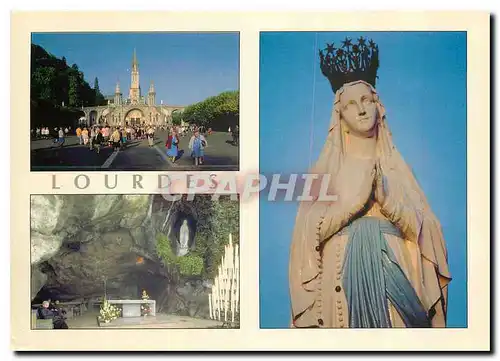 Cartes postales moderne Souvenirs de Lourdes La Grotte la vierge couronnee la Basilique