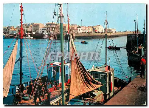 Moderne Karte Les Sables d'Olonne (Vendee) Le Port de la Chaume Bateaux de peche