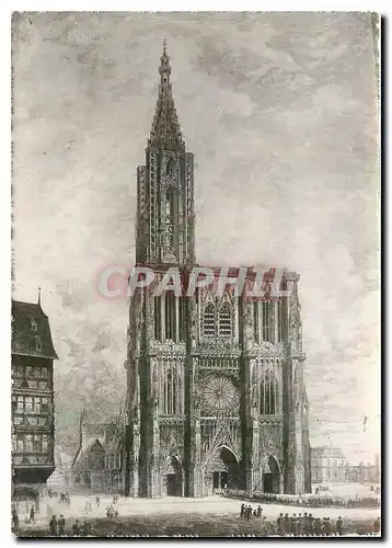 Moderne Karte Strasbourg la Cathedrale Gravure