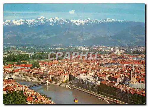 Cartes postales moderne Les Alpes en couleurs naturelles Grenoble vue generale et chaine de belledonne