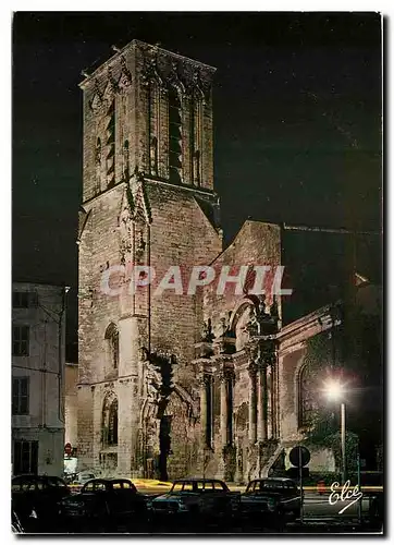 Cartes postales moderne La Rochelle L'eglise Saint Sauveur la nuit