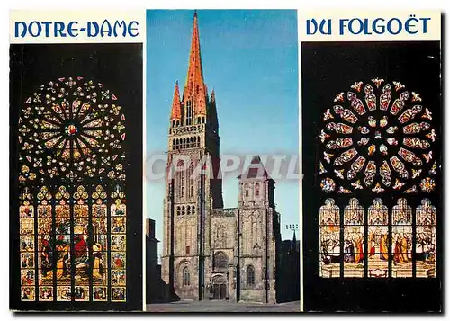 Moderne Karte La Bretagne en couleurs Notre Dame du Folgoet (Nord Finistere) collegiale en gothique flamboyant