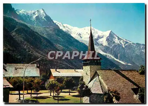 Moderne Karte Chamonix Mont Blanc Le Chapelle des Praz de Chamonix et le Massif du Mont Blanc