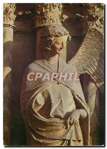 Cartes postales moderne Cathedrale de Reims Facade ouest portrait central l'ange Gabriel