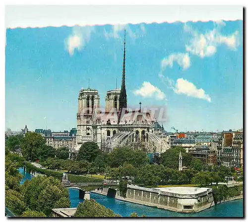 Moderne Karte Paris et Ses merveilles dans l'ile de la cite le square Jean XXIII et la cathedrale Notre Dame