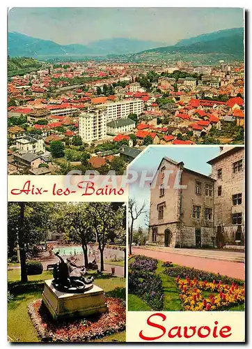 Cartes postales moderne Aix les Bains (Savoie) vue generale avec le lac du Bourget l'Hotel de ville le parc