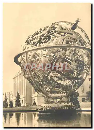 Moderne Karte Geneve Palais des Nations dans la cour d'honneur sphere armillaire offerte par la fondation Wood
