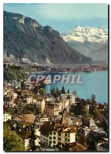 Cartes postales moderne Territet Montreux Vue generale et les dents du Midi