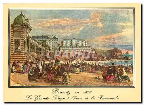 Cartes postales moderne Biarritz en 1858 la grande Plage a l'heure de la promenade