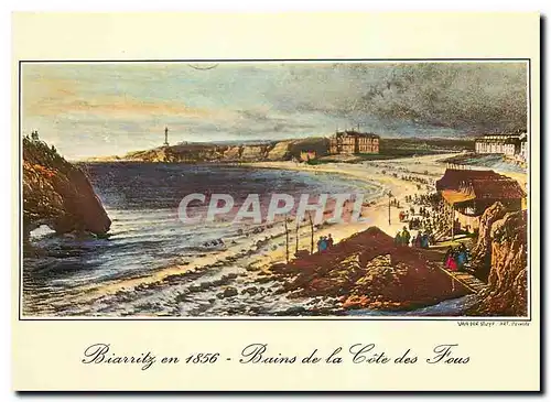 Moderne Karte Biarritz en 1856 Bains de la cote des Fous