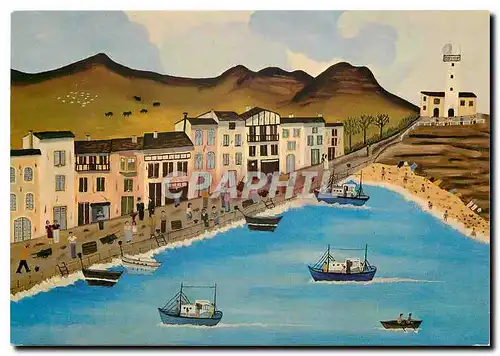 Moderne Karte Le Port de Peche Peinture naive d'Alcase