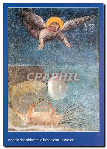 Cartes postales moderne Padova Battistero del Duomo Guisto de Menabuoi Angel qui abbatye la bete avec une mele de muolin