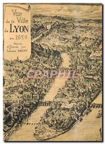 Cartes postales moderne Vue de la ville de Lyon en 1650 dessinee et gravee par Jeannes Brevet