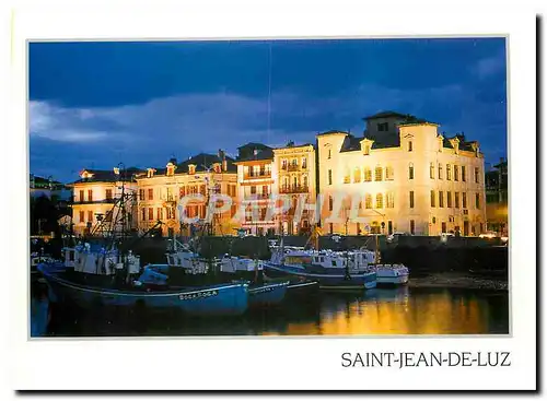 Cartes postales moderne Saint Jean de Luz (Pyrenees Atl) Le Portla nuit Bateaux de epche