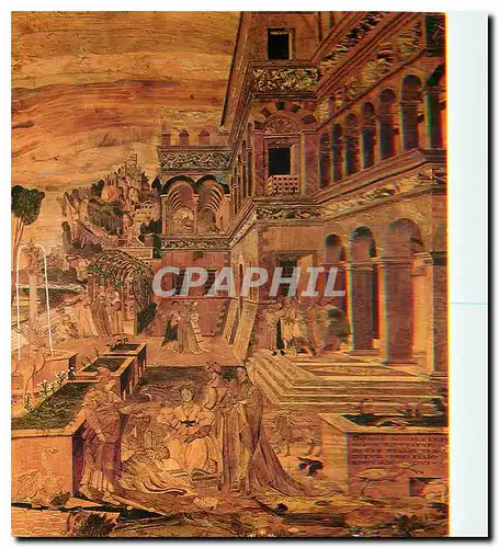 Moderne Karte Parugia Basilica Di san Pietro Moise sauve des eaux detail de la porte marquetee