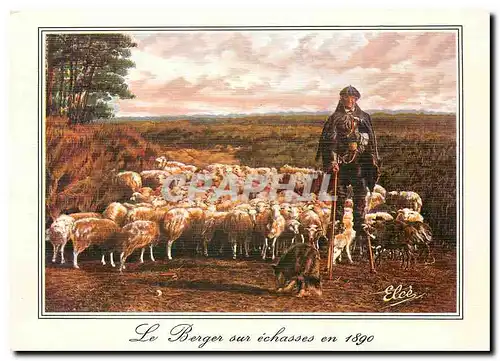 Cartes postales moderne Landes Vieille Gravure de 1890 le berger sur echasses gardant les Moutons