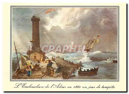 Cartes postales moderne Bayonne Vieille Gravure de 1860 Vue de l'embouchure de l'Adour