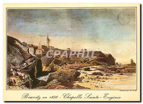 Cartes postales moderne Biarritz Vieille gravure de Biarritz 1856 Chapelle Ste Eugenie avant la construction du Port des