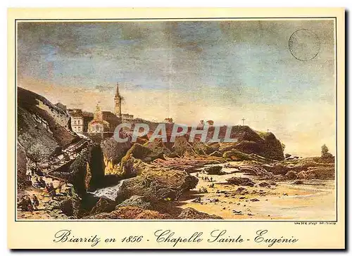 Moderne Karte Biarritz Vieille gravure de Biarritz 1856 Chapelle Ste Eugenie avant la construction du Port des