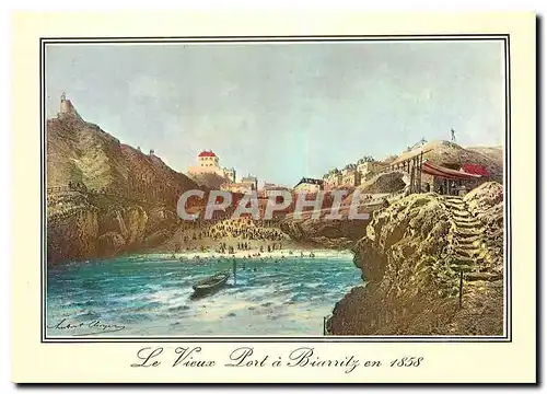 Moderne Karte Biarritz Vieille Gravures de 1858 Le Vieux Port de Biarritz