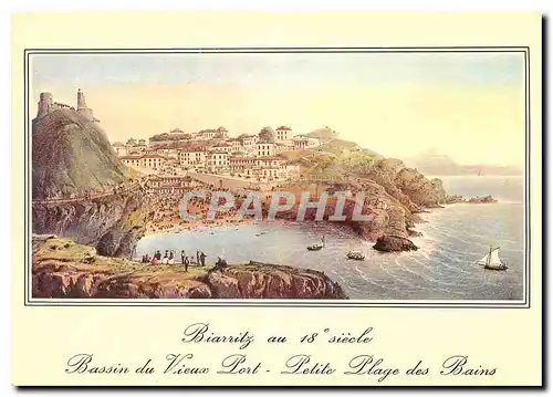 Moderne Karte Biarritz Vieille Gravures du 18e siecle Bassin du Port Vieux Petite Plage des Bains