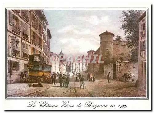 Cartes postales moderne Bayonne Vieilles Gravures du 18e siecle Au fond la cathedrale de Bayonne